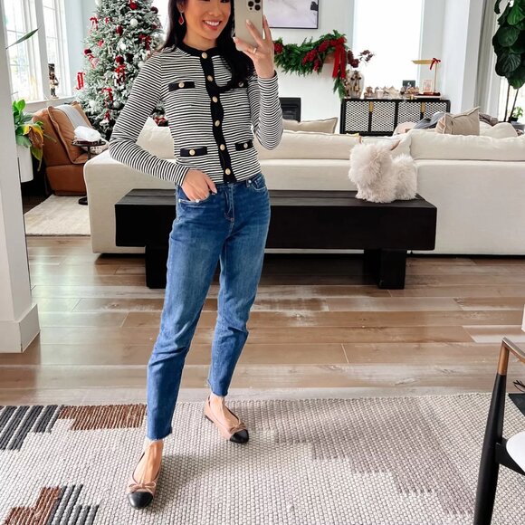 NWOT J.Crew Vintage Rib Knit Lady Jacket in Stripe sz L Nautical Preppy Classic - Picture 16 of 16